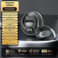 Belaidės Bluetooth ausinės be ausies kaušelių, sportinės ausinės su ilgu baterijos veikimo laiku ir triukšmo slopinimu juoda