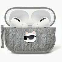 Karl Lagerfeld Monogram Choupette AirPods 4 Case in Silver