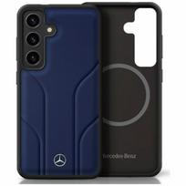 Mercedes Debossed Line Leather MagSafe Case for Samsung Galaxy S25 in blue