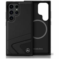 Mercedes Leather Case Horizontal Debossed Curves MagSafe for Samsung Galaxy S25 Ultra, black