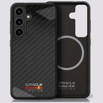 Red Bull Real Carbon Fiber Shiny Logo MagSafe Case for Samsung Galaxy S25, black
