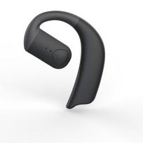 Naujos pakabinamos ausinės su „Bluetooth“ ausinėmis. Belaidės vienos ausies atviros verslo ausinės ilgą laiką yra neskausmingos. juoda