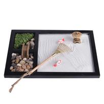 Zen sodo smėlio meditacijos ramios atpalaiduojančios dekoracijos rinkinys dvasiniam Budos smilkalų degikliui fengšui jogos dekorui 215x175x12mm