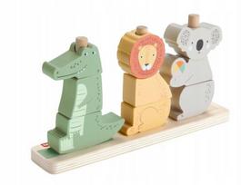 Medinis bokštelis su gyvūnais Fisher Price Wood HXV04,10 dalių