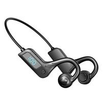 Nauja tarpvalstybinė Bluetooth 5.3 ausinė su skaitmeniniu ekranu, kaulinio laidumo, vandeniui atspari, be ausų, sportinė, belaidė, įdedama, apkabos tipo juoda