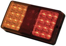 Galinis LED žibintas, stačiakampio formos, 12/24 V, raudonas/oranžinis, tvirtinamas varžtais, 150x27x80 mm, 24 LED diodai