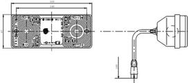 Galinis žibintas stačiakampio formos, raudonos/juodos spalvos, tvirtinamas varžtais, 160x67 mm AMP kištukas, Cobo