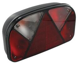 Galinis žibintas LH stačiakampio formos, 12V, raudonas/permatomas, prisukamas varžtais, 240x52 mm, 5 kontaktų bajonetas, "Multipoint II" pagal "Aspöck