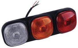 Galinis žibintas stačiakampio formos, 12/24V, raudonas/oranžinis/baltas, tvirtinamas varžtais, 334x112x57mm, Britax
