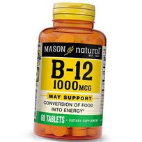 Vitaminas B12, cianokobalaminas, vitaminas B-12 1000, Mason Natural 60 tabs (36529004) 60tab