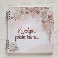 Palinkėjimų knyga krikštynoms baltais lapais „Pampas grass“