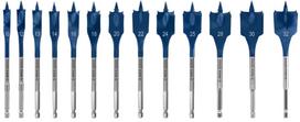 Flat wood drill bit set 10-32 mm, 1/4 hex shank, 13-pcs