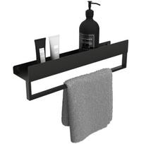 Vonios kambario lentynėlė su rankšluosčių kabykla Rea SF01, 45 cm, Black matt