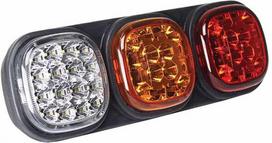 Galinis LED žibintas, stačiakampio formos, 12/24 V, baltas/gintarinis/raudonas, tvirtinamas varžtais, "Britax