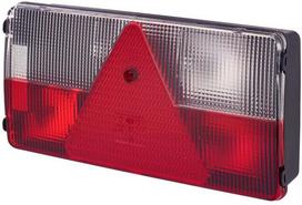 Galinis žibintas RH stačiakampio formos, 12V, raudonas/oranžinis/baltas, korpusas: pilkas, tvirtinamas varžtais, 281x53,5x138,9 mm, Hella