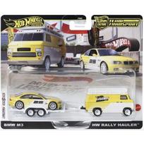 Hot Wheels Premium Team Transport Modeliukas Rally Hauler with BMW M3 E46, yellow/white (yra Sandėlyje)