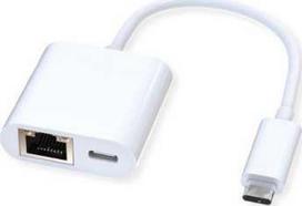 USB adapteris Roline USB-C - RJ-45 + USB-C, baltas (12.02.1100)