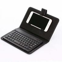 Nuimamas odinis dėklas su Bluetooth klaviatūra, skirtas Android ir Apple telefonams Leather case + keyboard + data cable juoda