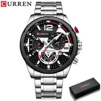 CURREN mados kasdieniai kvarciniai laikrodžiai vyriški sportiniai rankiniai laikrodžiai su Chronograph nerūdijančio plieno juostele, juoda vyriška laikrodis