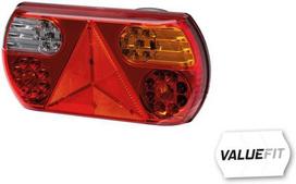 Galinis žibintas LH LED, stačiakampio formos, 12V, raudonos/gintarinės/skaidrios spalvos, tvirtinamas varžtais, 296x45x142mm, Hella ValueFit