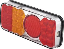 Galinis žibintas LH LED, stačiakampis, gintarinis/raudonas, tvirtinamas varžtais, Waś