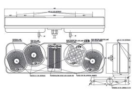 Galinis žibintas RH LED, stačiakampio formos, 24 V, gintarinis/raudonas/baltas, tvirtinamas varžtais, 482x75x148 mm, Waś