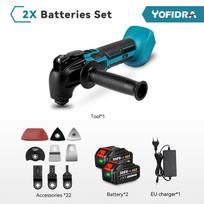 Yofidra Svyruojantis daugiafunkcis įrankis 6 pavarų kintamasis akumuliatorinis medžio apdirbimo žoliapjovės pjovimo įrankiai, skirti Makita 18v baterijai 2x 128VF Battery -EU Plug