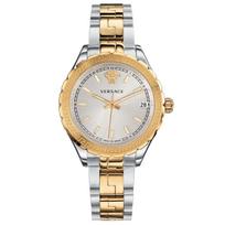 Versace V12030015 Hellenyium Quartz Sidabrinis ciferblatas moteriškas laikrodis auksas/sidabras