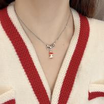 Exquisite Red Apple Core Beaded Necklace: Women's Luxurious Clavicle Chain Jewelry N1284 Sparkling Chain Yellow Star Necklace raudona