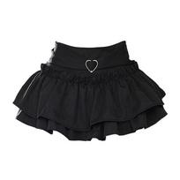 Ruffles Mini Sijonas Moterims Vasarinis Vienspalvis Slim A-linijos Šortai Sluoksniuotas Sijonas Kawaii Mielas Stilius Y2k Drabužiai Streetwear S juoda
