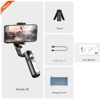 3 ašių rankinis stabilizatorius telefonui, asmenukių lazda, trikojis su magnetiniu pripildymo apšvietimu, video filmavimas XE iSteady XE juoda