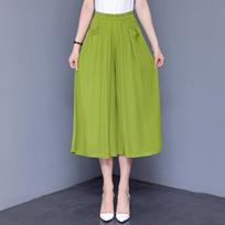 Women's Spring and Summer Thin Section Plus Size Loose Solid Colour Elastic Waist Leisure Trousers Skirt Trousers XXS gray