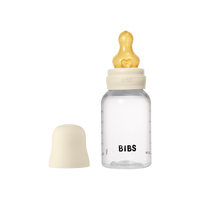 BIBS plastikinis buteliukas nuo dieglių 150 ml (Ivory) pilnas komplektas
