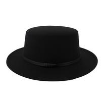 Unisex Platus Vilnonis Diržas Plokščiabrylė Fedora Skrybėlė Vakarėliui Bažnyčiai Skrybėlės Kepurė juoda