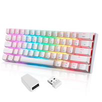 SK62 BT belaidė žaidimų mechaninė klaviatūra 61 klavišų RGB apšvietimas raudonas jungiklis makro diskas įvairiaspalvis