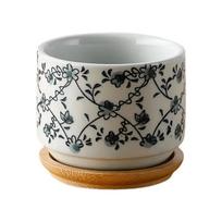 Gėlių vazonas su bambuko padėklu Japoniško stiliaus Keramika Daug Mini Cemento Sukulentas Bonsai sodintuvas Sodo dekoras Biuro Namų Augalas