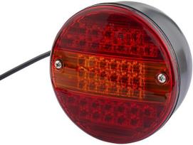 Galinis LED žibintas, apvalus, 24 V, raudonas/oranžinis, tvirtinamas varžtais, Ø 140 mm, 42 LED, Hella