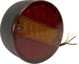 Galinis LED žibintas, apvalus, 12/24 V, gintarinis/raudonas, tvirtinamas varžtais, Ø 142 mm, Waś