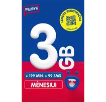 Pildyk 3GB + 199 MIN + 99 SMS pakuotė