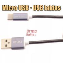 Laidas USB-A į USB-Micro, 1 m, TLA 03, Metal : Spalva - Juoda (BK)