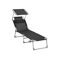 Juodas lauko gultas | Reguliuojama nugaros atrama | Stogelis nuo saulės | 150 kg