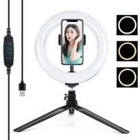 Puluz 1.1 m trikojo laikiklis + 10 colių 26 cm RGBW LED žiedo Vlogging Video Light Live PKT3044