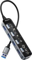 Deltaco USB-A hub, 4x USB-A, 5Gbps, transparent (UH-736)