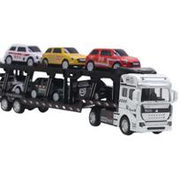 Dekoratyvinio lydinio automobilio modelis Atgalinis priekabos transporteris žaislas geltona