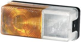 Krypties ir padėties žibintas 21/5W, stačiakampio formos, 12V, gintarinis / permatomas, tvirtinamas varžtais, 170x62x75mm, Hella