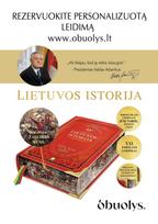 LIETUVOS ISTORIJA: XXL riboto tiražo kolekcinis A. Šapokos knygos leidimas + trispalvė šilko juostelė + metalo kampai + Žalgirio mūšį vaizduojanti puslapių briauna