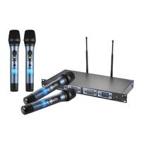 4D Professional 4 kanalų UHF belaidžio delninio mikrofono sistema 4 mikrofonai 1 belaidis imtuvas US Plug mėlyna