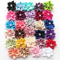 100 vnt Upick satino juostelių gėlių lankeliai su aplikacijomis Craft DIY vestuvių dekoru 100PCS įvairiaspalvis