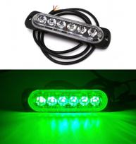 Stroboskopinė gabaritinė lempa 6 LED 12V-24V, žalia, Be kelių žalia
