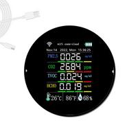 Tuya Wifi Nešiojamas oro kokybės matuoklis 7in1 PM2.5 CO2 TVOC HCHO AQI Temperatūros drėgmės testeris Spalvotas juoda